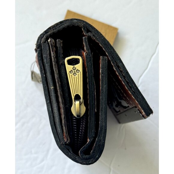 Patricia Nash Wallet Tooled Trifold Cametti Leather Florence Brown New - Picture 11 of 12